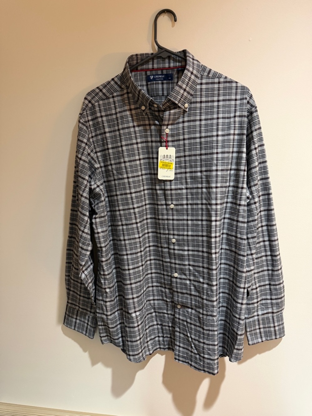 Cremieux Collection New Men's Plaid Button Down Shirt XL Black Gray Red Perfect